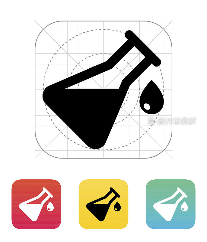 Drop from flask icon. Vector illustration.